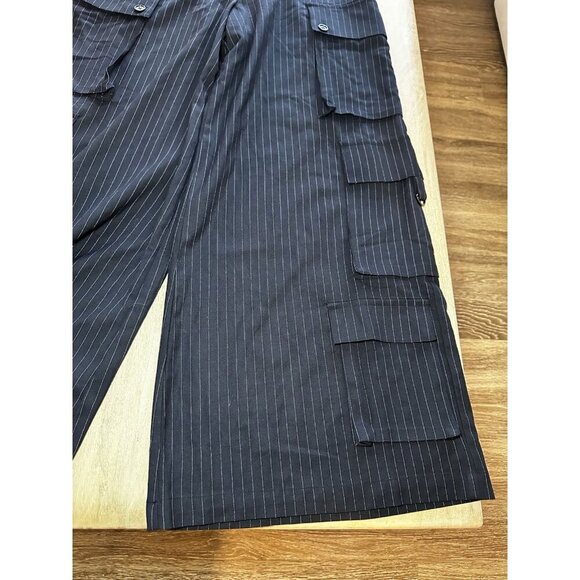 Anthropologie TwentySixHundred NWT Pinstripe Utility Pants Wide Leg Navy Size 10 - Picture 6 of 13